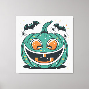 Frohes Halloween! Schnitze einen Kürbis! Leinwanddruck