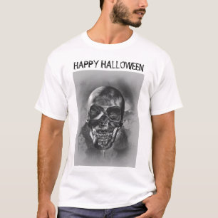 Frohes Halloween. Schwarz-weißes Totenkopf-Design T-Shirt