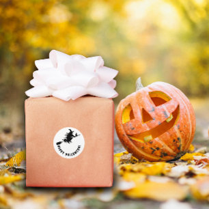 Frohes Halloween, schwarze Hexe Runder Aufkleber
