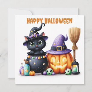 Frohes Halloween Schwarze Katze Karte