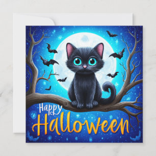Frohes Halloween schwarze Katze Karte