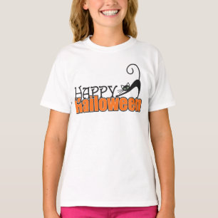 Frohes Halloween Schwarze Katze Personalisiert T-Shirt
