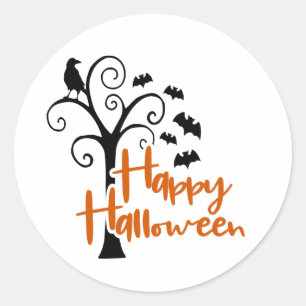 Frohes Halloween Schwarzer Orangenbaum Böse Grusel Runder Aufkleber