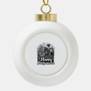 Frohes Halloween Skelett Laterne Schwarze Katze Fr Keramik Kugel-Ornament