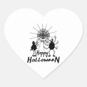 Frohes Halloween, Spinnen Halloween Herz-Aufkleber