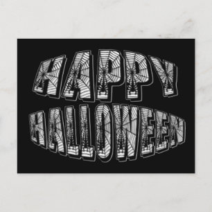 Frohes Halloween Spinnen & Spinnennetz Text Postka Postkarte