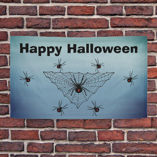 Frohes Halloween Spinnennetz Giftige Spinne Blau G Banner