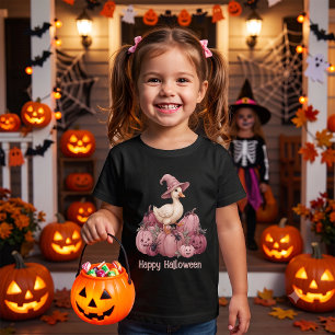 Frohes Halloween Süße Hexenente & rosa Kürbisse Baby T-shirt