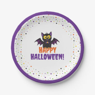 Frohes Halloween Süße Vampirfledermaus Punkte Ster Pappteller