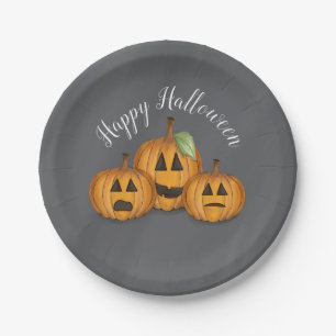 Frohes Halloween Süßer Kürbis Jack O Laternen Pappteller
