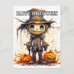 Frohes Halloween Süßer Vogelscheuchen-Ragdoll Postkarte