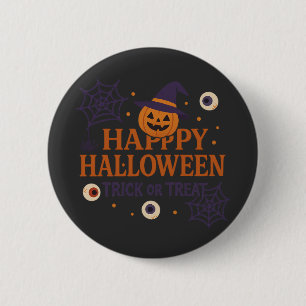 Frohes Halloween Süßes oder Saures Kürbis Hexe Button