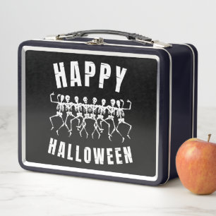 FROHES HALLOWEEN TANZENDE SKELETTE METALL BROTDOSE
