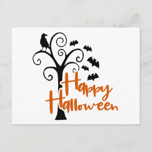 Frohes Halloween Toter Baum Fledermäuse Rabe Schwa Postkarte