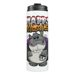 Frohes Halloween verkleidetes Nilpferd Halloween Thermosbecher