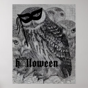 Frohes Halloween Vintage Eule Poster