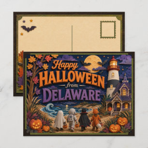 Frohes Halloween von Delaware-Kindern Postkarte