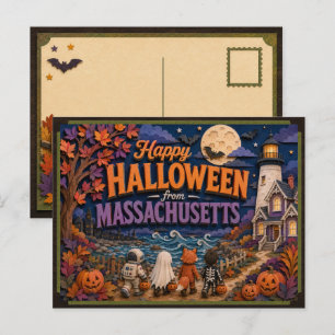 Frohes Halloween von Massachusetts-Kindern Postkarte