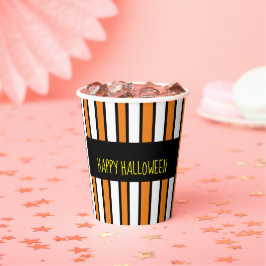 Frohes Halloween Weißwein, Schwarz und Orange Pape Pappbecher
