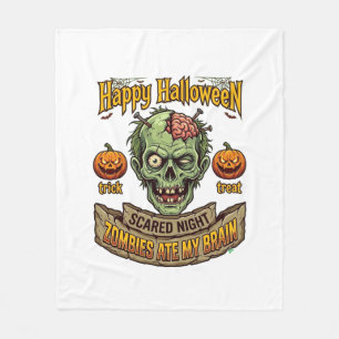 Frohes Halloween Zombies Haben Zombie Kopf Gehirn Fleecedecke