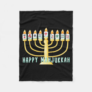 Frohes Hanukkah Mahjong Menorah Mahjukkah Chanukka Fleecedecke