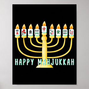 Frohes Hanukkah Mahjong Menorah Mahjukkah Chanukka Poster
