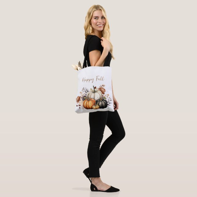 Frohes Herbst Blume und Pumpkins Wasserfarbe Herbs Tasche (Am Model)