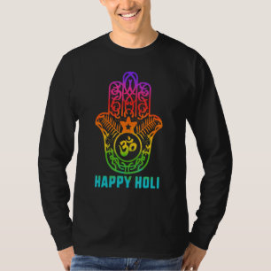 Frohes Holi Farbige Hamsa Farben Indien Kultur Dan T-Shirt