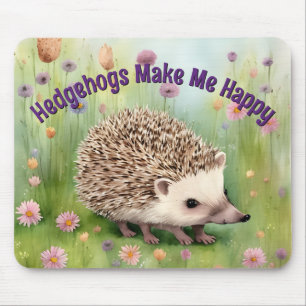 Frohes Igel Wasserfarbe im Bereich der Blume Mousepad