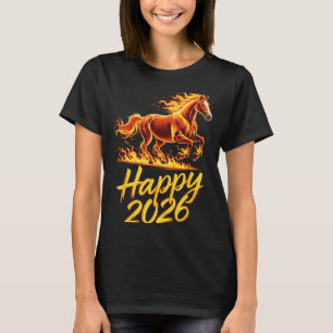 Frohes Jahr 2026 des Pferdes Chinesisches Sternzei T-Shirt