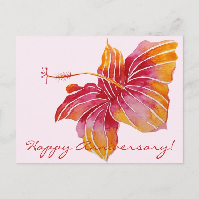 Frohes Jubiläum Floral Hawaii Postcard Postkarte (Vorderseite)