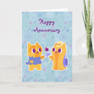 Frohes Jubiläum Kawaii Hund Welpen Liebe Yorkies Karte