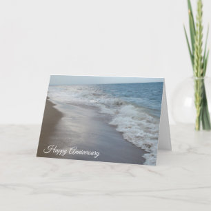 Frohes Jubiläum Sandy Beach Ozeanwellen Karte