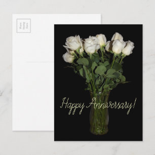 Frohes Jubiläum Weiße Rosen Florale Fotografie Postkarte