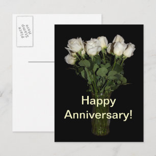 Frohes Jubiläum Weiße Rosen Florale Fotografie Postkarte