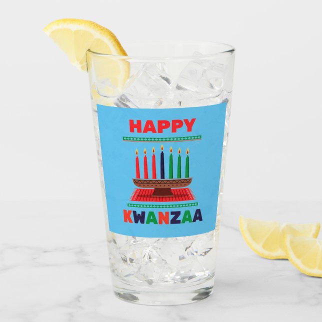 Frohes Kwanzaa Kinara Glas (Vorderseite Ice)