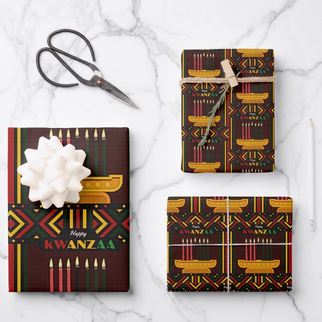 Frohes Kwanzaa PopArt Geschenkpapier Set (Vorderseite)