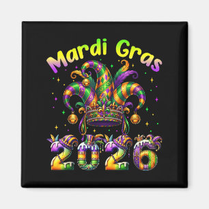 Frohes Mardi Gras 2026 Karneval New Orleans Famili Magnet