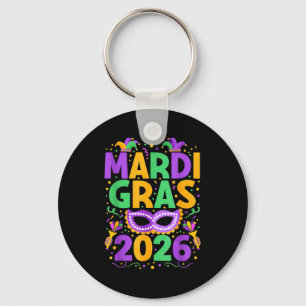 Frohes Mardi Gras 2026 Kostüm New Orleans passend Schlüsselanhänger