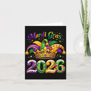 Frohes Mardi Gras 2026 Narrenhut New Orleans Männe Karte