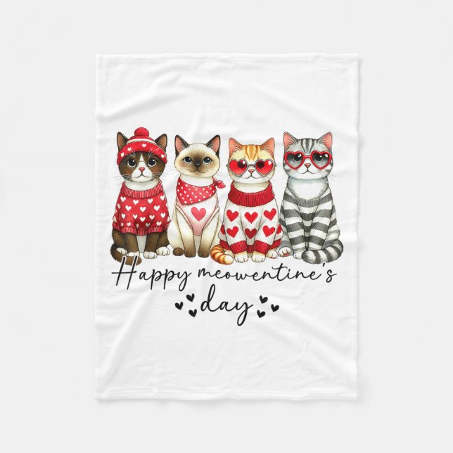 Frohes Meowentins Tag Cute Valentinstag Lustige Ka Fleecedecke (Vorderseite)