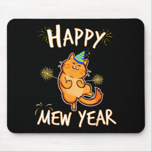 Frohes Mew Jahr 2025 Lustige Katze Silvesterparty  Mousepad
