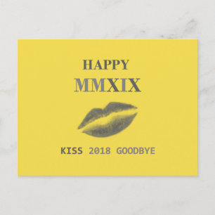 Frohes MMXIX küss 2018 auf Wiedersehen Postkarte