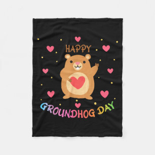 Frohes Murmeltiertag Murmeltiertag Niedliches Murm Fleecedecke