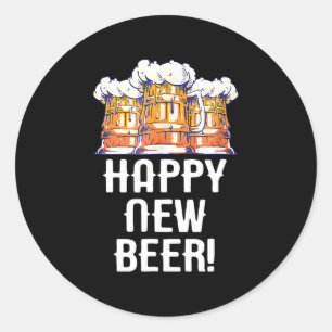 FROHES NEUES BIER! Silvesterparty Trinken Runder Aufkleber