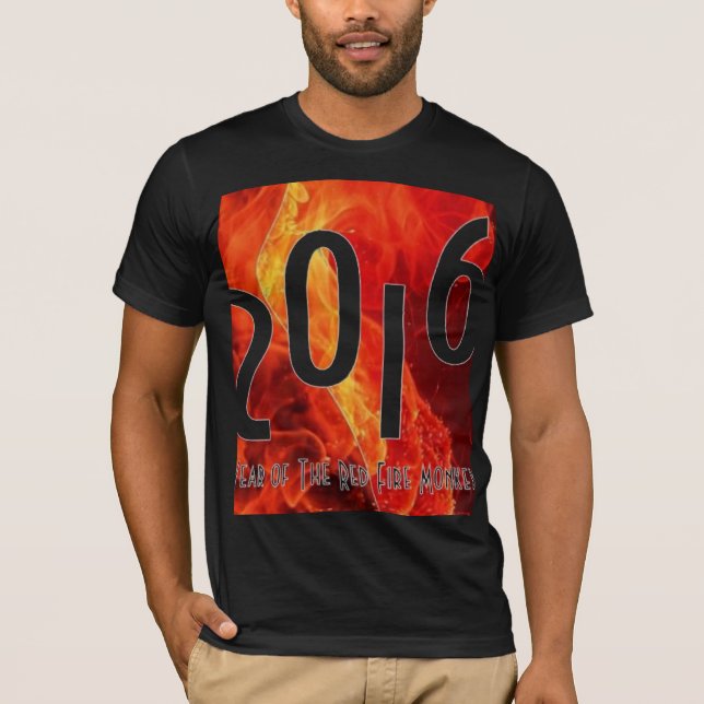 Frohes neues Jahr 2016 Jahr des Rotfeueraffen T-Shirt (Vorderseite)