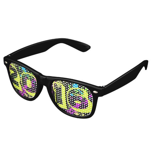 Frohes Neues Jahr 2016 Neon Paint Splash Sonnenbri Sonnenbrille (Schrägansicht)