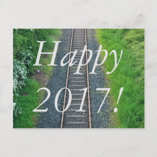 Frohes neues Jahr 2017 Bahngleiskraft Natur Feiertagspostkarte