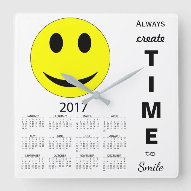 Frohes neues Jahr 2017 Inspirationskalender Quadratische Wanduhr (Vorderseite)
