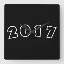 Frohes neues Jahr 2017, Zahlen Schwarz-weiß Uhr